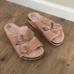Birkenstock Pink Regular Arizona Shearling Sandals - 41